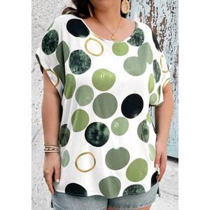 NEW Batwing Sleeve Top Polka Dot Blouse Womens Plus Size 32/34 Shirt